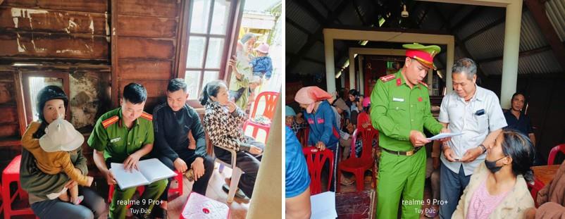 Lực lượng Công an xã tuyên truyền, cảnh báo người dân phòng ngừa tội phạm công nghệ cao.