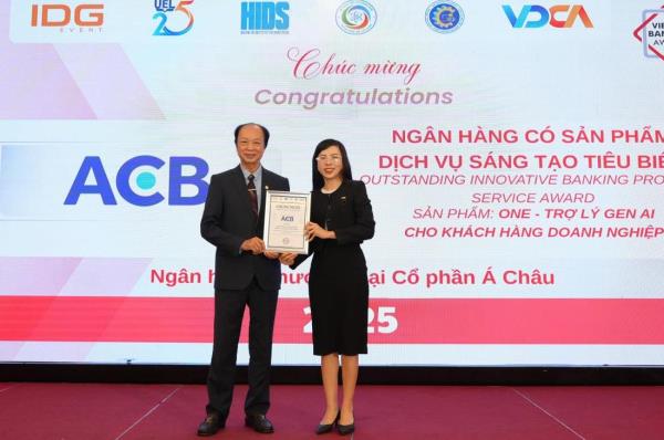 ACB được vinh danh ở 2 hạng mục quan trọng tại Lễ Trao giải Ngân hàng Việt Nam tiêu biểu 2025