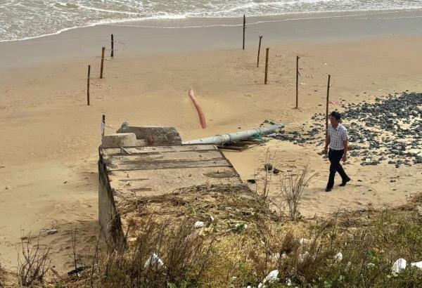 Sạt lở nghiêm trọng đe dọa tuyến cáp ngầm cấp điện Lý Sơn