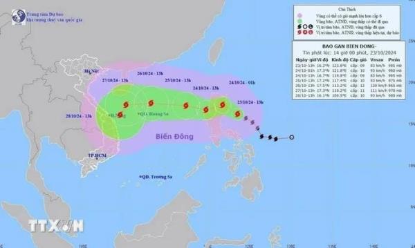Ngày 24/10, bão Trami có khả năng đổi hướng và đi vào Biển Đông