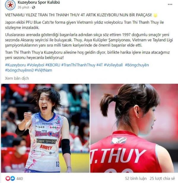 Lộ diện CLB Thổ Nhĩ Kỳ chiêu mộ Thanh Thúy