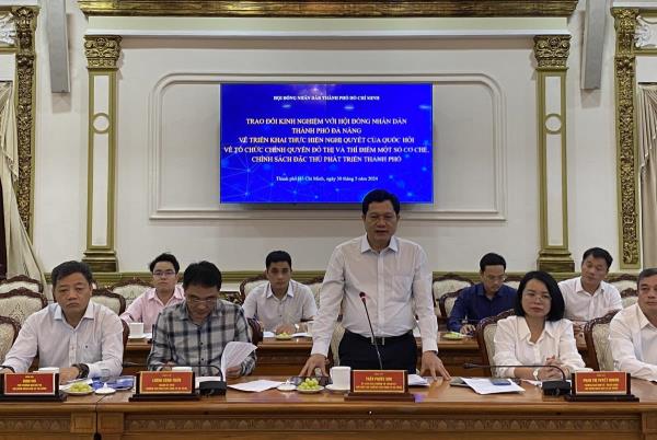 Trao đổi kinh nghiệm về thực hiện mô hình chính quyền đô thị giữa Thường trực HĐND TP Đà Nẵng và TPHCM