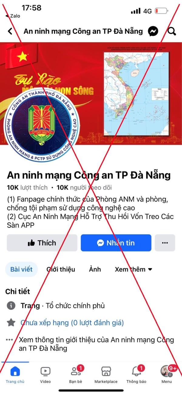 Giả mạo An ninh mạng Đà Nẵng lừa đảo