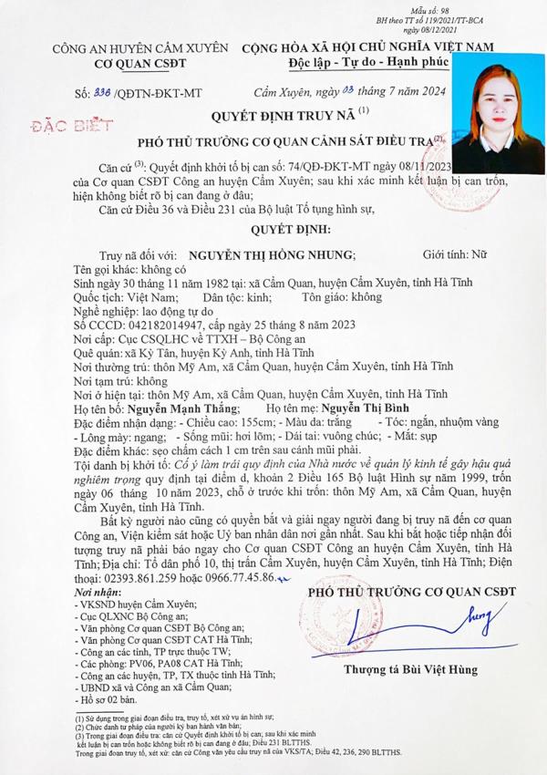 Truy nã nữ kế toán cố ý làm trái quy định của Nhà nước