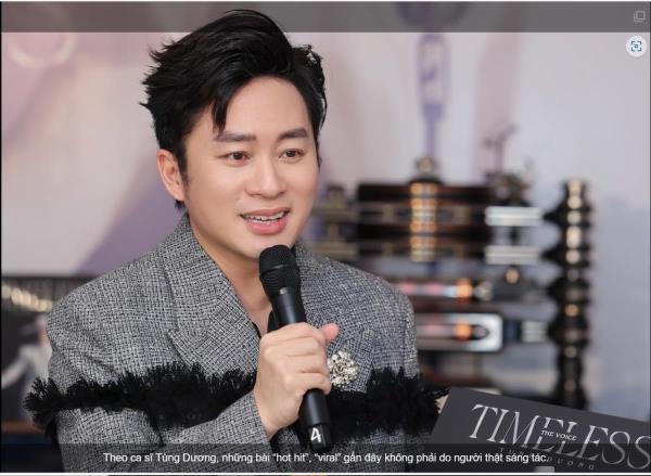 Ca sĩ Tùng Dương nói về những bài nhạc hot gần đây do AI sáng tác