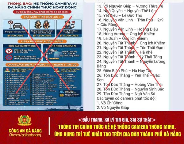 Thông tin chính thức về hệ thống camera thông minh, ứng dụng trí tuệ nhân tạo trên địa bàn thành phố Đà Nẵng