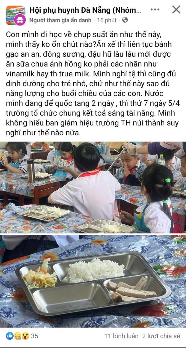 Phụ huynh bức xúc vì suất ăn bán trú bất ổn, nhà trường phản hồi