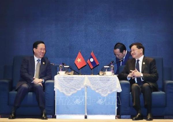Diễn đàn BRI: Chủ tịch nước Võ Văn Thưởng tiếp Tổng Bí thư, Chủ tịch nước Lào Thongloun Sisoulith