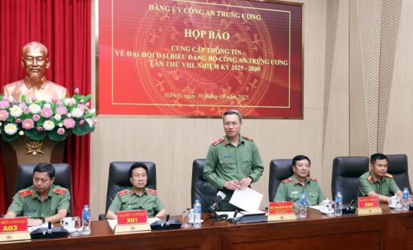 Đại hội đại biểu Đảng bộ Công an Trung ương lần thứ VIII diễn ra từ ngày 3 đến ngày 5-10-2025