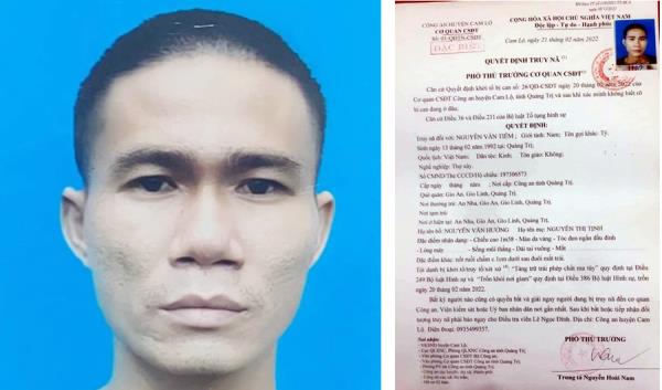 Quảng Trị: Truy nã đặc biệt bị can trong vụ án mua bán, vận chuyển hàng chục ký ma túy đá trốn khỏi nơi giam